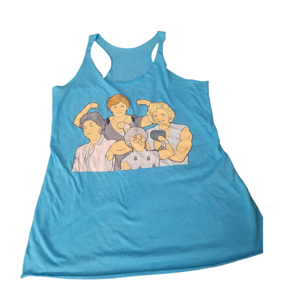 Barbell Voodoo Golden Curls Blue Graphic Tank Top